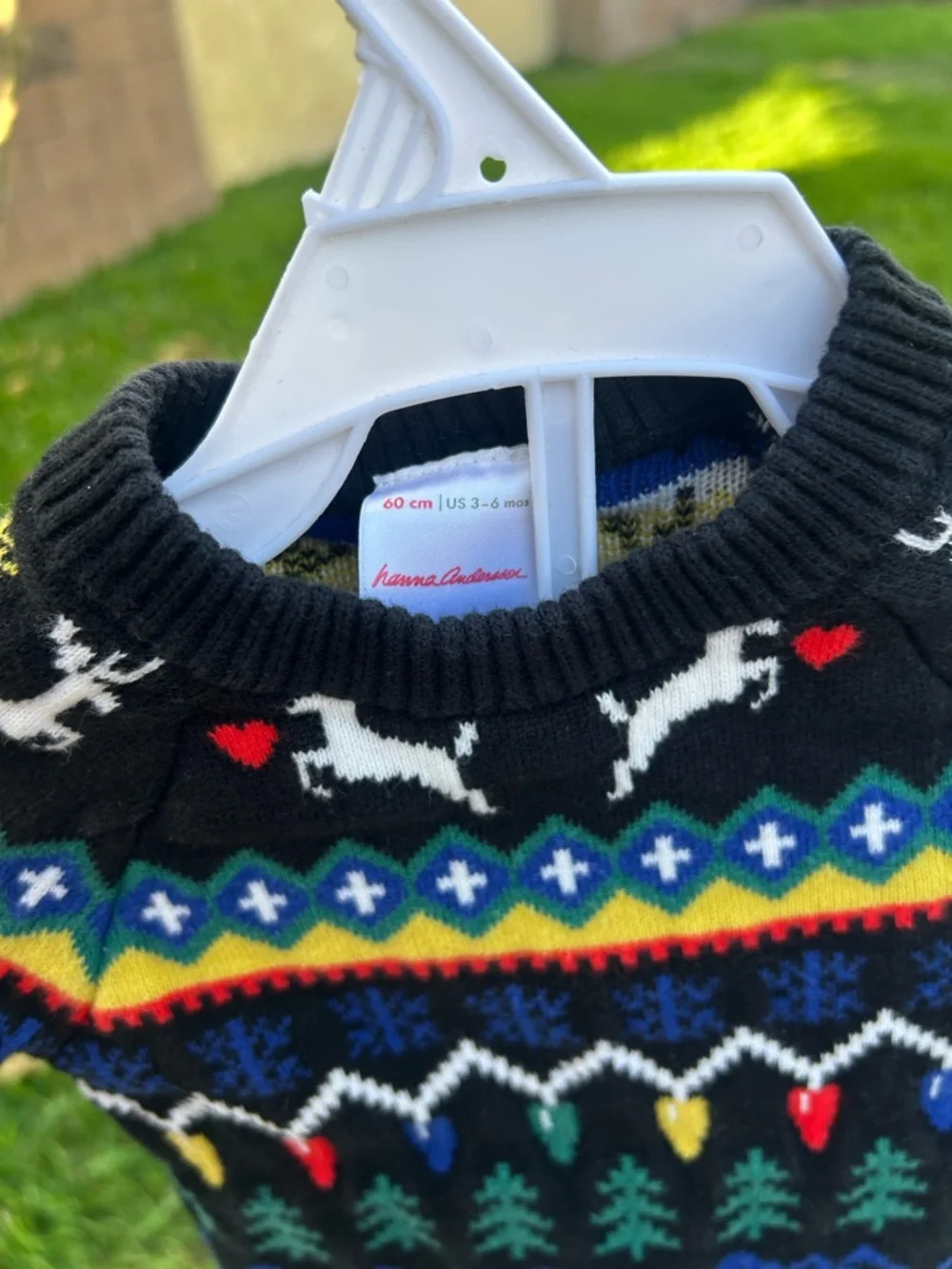 Hanna Andersson Black Holiday Reindeer Knit Baby Matching Set